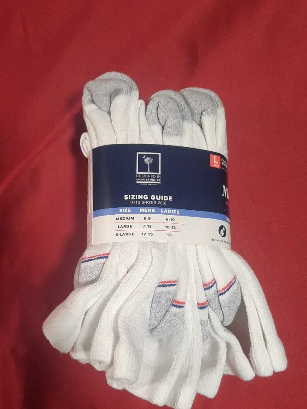 MediPeds Men's Cushioned Non-Binding Crew Socks Blister Resistant White (6 Pack)